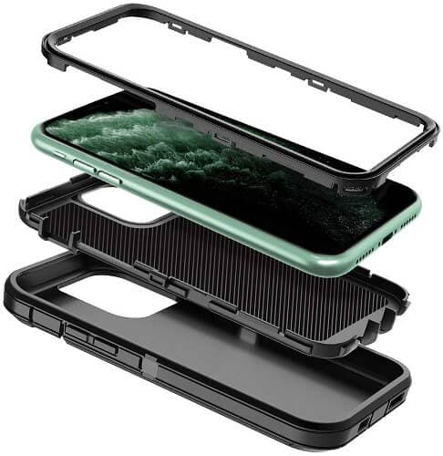 Apple iPhone 11 Pro Case Drop Resistant Defender Tradies Heavy Duty Rugged Shockproof Cover (Black)