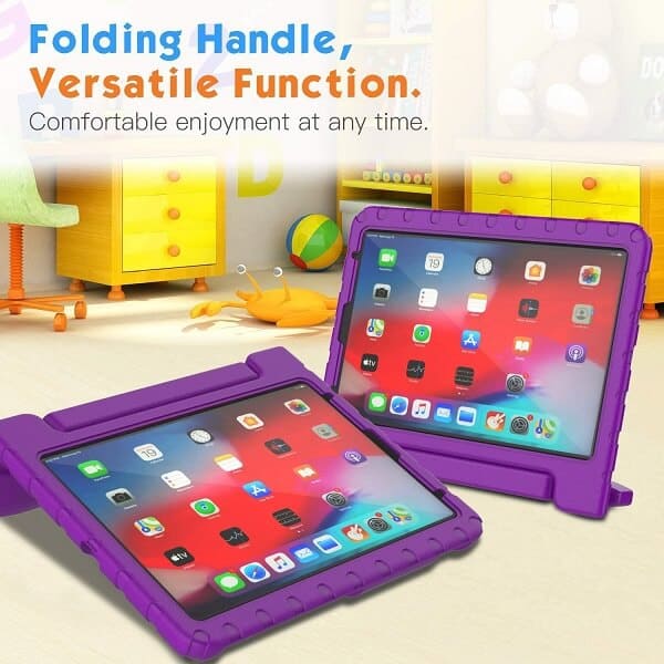 Apple iPad Air 4 /4th Gen 10.9 2020 kids Case, Kickstand Shockproof Heavy Duty Protective Handle Stand Light Weight Kids Friendly Cover (Purple)