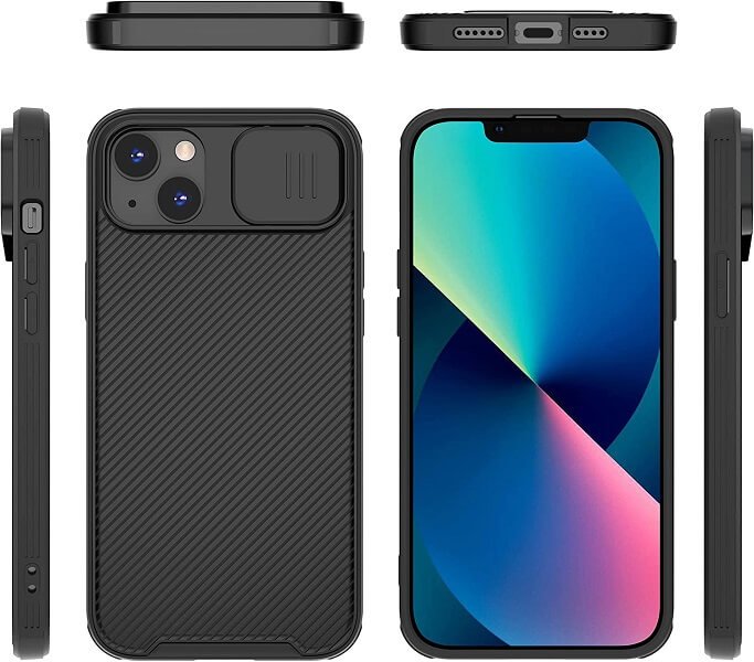 Nillkin For Apple iPhone 14 Case [Support Magsafe Charger] CamShield With Camera Protection Case Slim Magnetic Shockproof Heavy Duty Cover (Black)