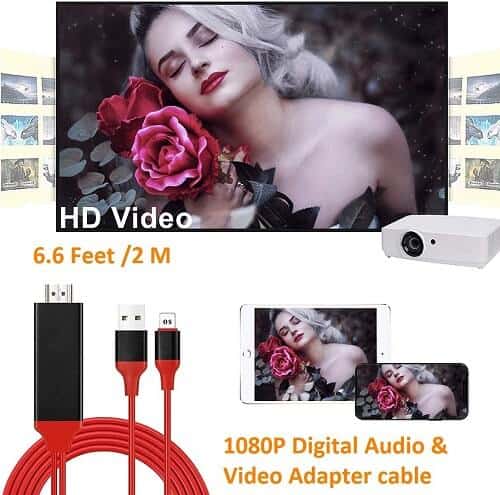 1080P Lightning to HDMI Cable Adapter Sync Audio Video Charge Port Connector For iPhone to HD TV/Projector/Monitor