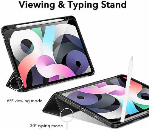 With Pencil Holder Apple iPad Air 5th /4th Gen 10.9 inch 2022 /2020 Folio Auto Sleep /Wake Cover Soft Flexible Case Case (Black)