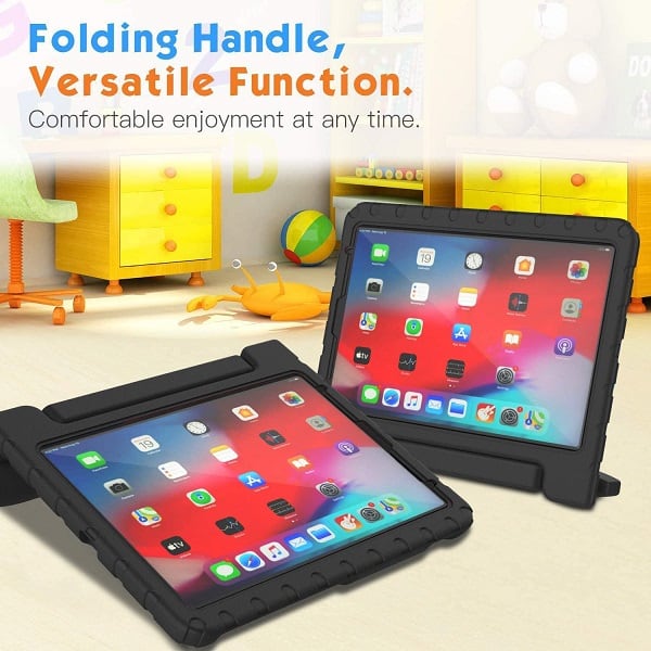 Apple iPad Air 4 /4th Gen 10.9 2020 kids Case, Kickstand Shockproof Heavy Duty Protective Handle Stand Light Weight Kids Friendly Cover (Black)