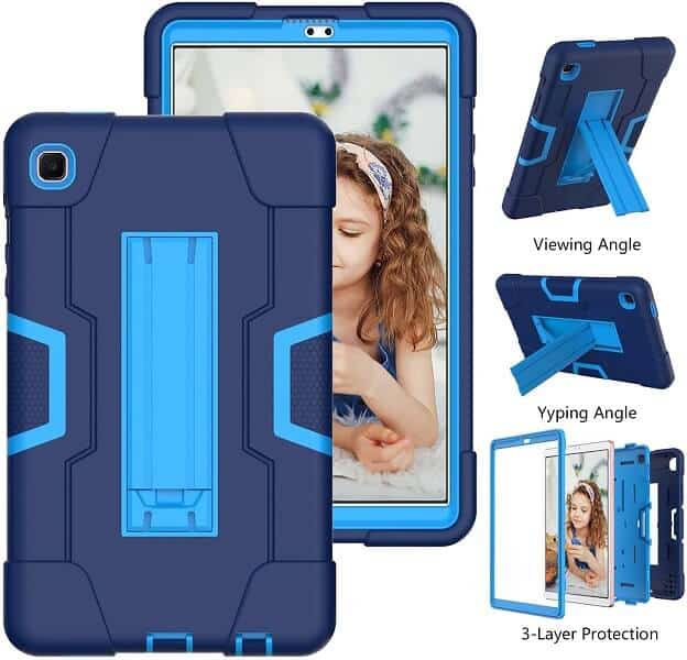 Samsung Galaxy Tab A7 Lite 8.7 inch SM-T220 T225 Tablet Case Shockproof Kids Friendly Rugged Hybrid Heavy Duty Kickstand Cover (Navy Blue)