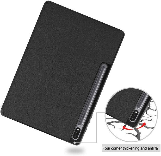 Samsung Galaxy Tab S8 /Tab S7 11.0 inch Leather Case Leather Case, Pencil Holder Folio Stand Cover (Black)