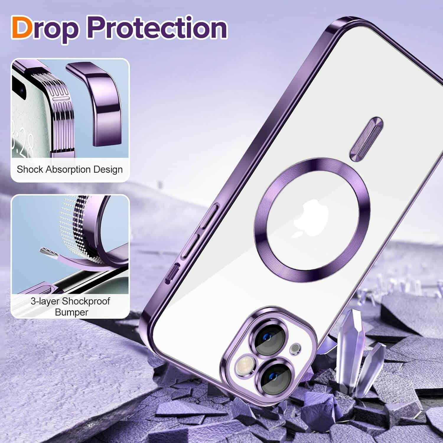 For Apple iPhone 15 MagSafe Magnetic Case with HaloLock Shockproof Protection Clear Cover