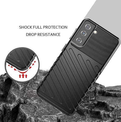 Samsung Galaxy S21 Case Shockproof Absorption Anti Scratch Heavy Duty Durable Drop Protection Phone Armor Back Cover (Black) 3