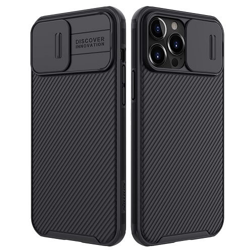 Apple iPhone 13 Pro Max Nillkin Case, CamShield Series Shockproof Heavy Duty Protective Case With Slide Camera Cover - Black