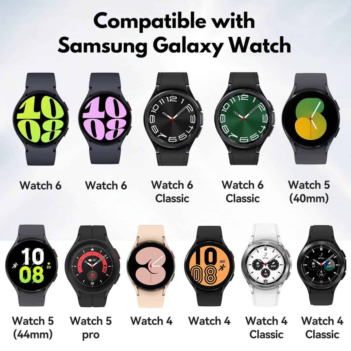 For Samsung Galaxy Watch 6/ 5 Pro/5/4/3/Active 2 Replacement Magnetic USB Type C Charging Charger Cable Cord (Black)