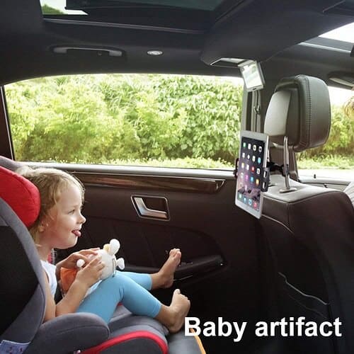 360° Rotation Car Headrest Mount, Phone Tablet Car Headrest Grip Mount Stand Cradle Bracket Holder for iPad/ Samsung Galaxy Tab