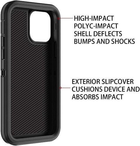 Apple iPhone 12 Pro Case Drop Resistant Defender Tradies Heavy Duty Rugged Shockproof Cover (Black)