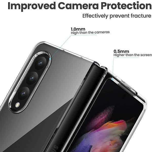 For Samsung Galaxy Z Fold 3 5G Transparent Hard Shel Slim Polycarbonate Case Cover (Clear)