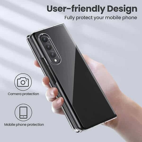 For Samsung Galaxy Z Fold 3 5G Transparent Hard Shel Slim Polycarbonate Case Cover (Clear)