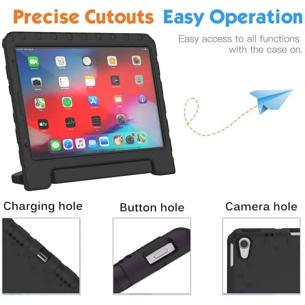 Apple iPad Air 4 /4th Gen 10.9 2020 kids Case, Kickstand Shockproof Heavy Duty Protective Handle Stand Light Weight Kids Friendly Cover (Black)