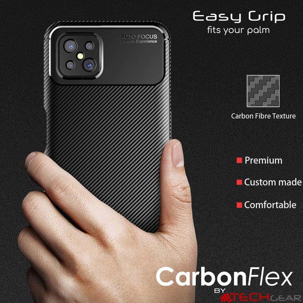 Oppo Reno4 Z 5G Shockproof Heavy Duty Rugged Carbon Fiber Matte Case Cover (Black)