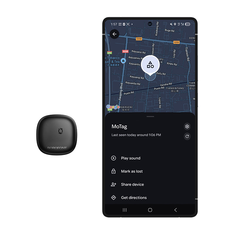 Borofone BC105 Anti-Lost Device GPS Tracker with Google Find Hub for Keys, Bags, Luggage, and Vehicles – Smart Locator
