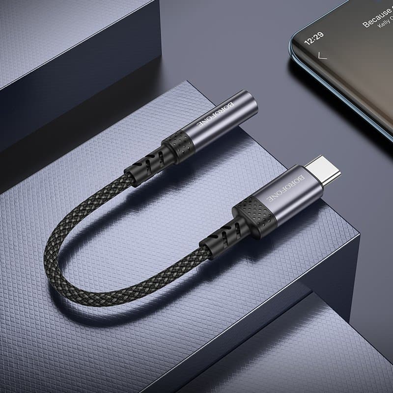 Borofone BV24 USB Type C Male to 3.5mm Digital Audio Converter Cable Adapter (Metal Grey)