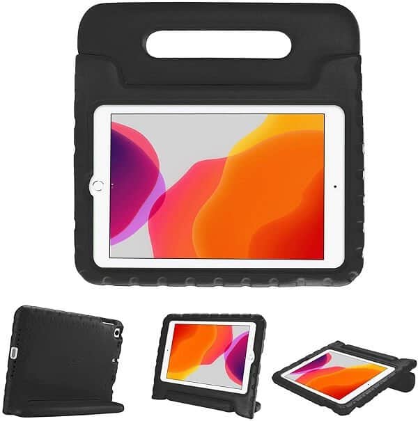 Apple iPad 7th Gen kids Case, 7 Generation 10.2 2019 Kickstand Shockproof Protective Handle Stand Light Weight Kids Friendly Cover (Black)