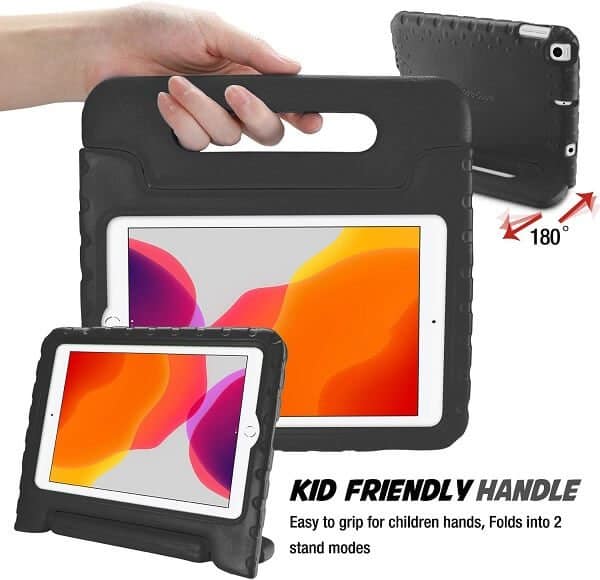 Apple iPad Air 3 /iPad Pro 10.5 inch kids Case, Kickstand Shockproof Heavy Duty Handle Stand Cover (Black)