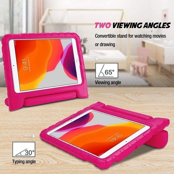 Apple iPad Air 3 /iPad Pro 10.5 inch kids Case, Kickstand Shockproof Heavy Duty Handle Stand Cover (Hot Pink)