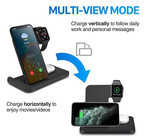 15W Qi 3 in 1 Fast Charging Wireless Charging Stand Dock Station For AirPods Pro Apple Watch SE 6 5 4 3 2 iPhone 12 11 Pro Max Xs X Xr 8 Plus