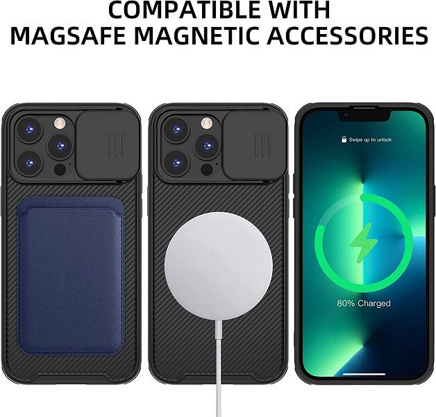 Nillkin For Apple iPhone 14 Pro Case [Support Magsafe Charger] CamShield With Camera Protection Slim Magnetic Shockproof Heavy Duty Cover (Black)