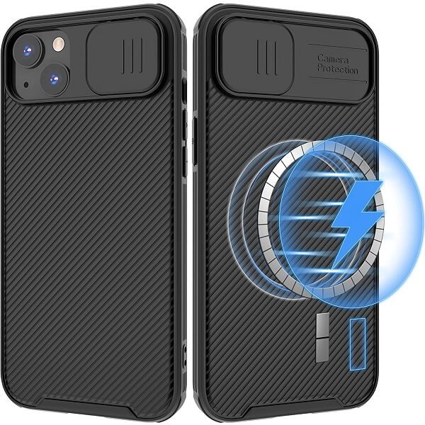 Nillkin For Apple iPhone 14 Case [Support Magsafe Charger] CamShield With Camera Protection Case Slim Magnetic Shockproof Heavy Duty Cover (Black)