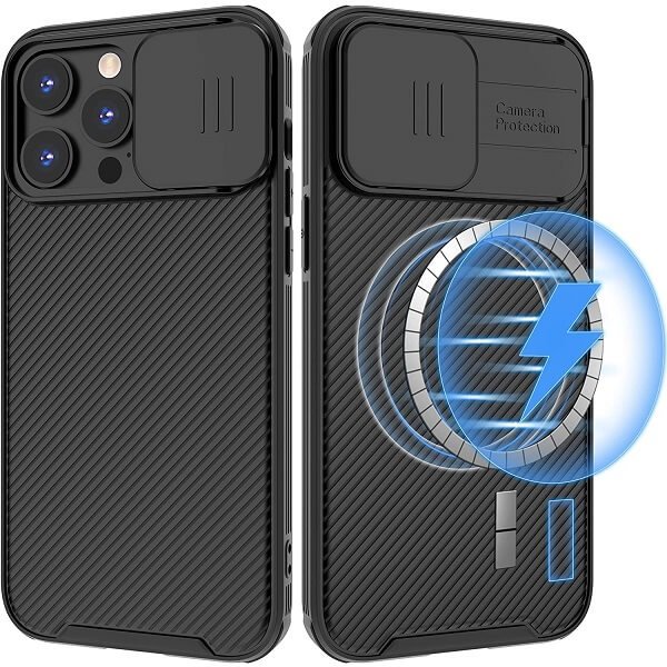 Nillkin For Apple iPhone 14 Pro Case [Support Magsafe Charger] CamShield With Camera Protection Slim Magnetic Shockproof Heavy Duty Cover (Black)