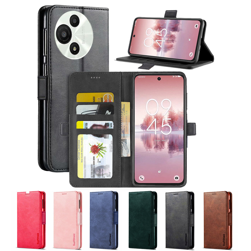 For TCL 605 SE NxtPaper 5G SupRShield Case Leather Card Holder Wallet Flip Cover