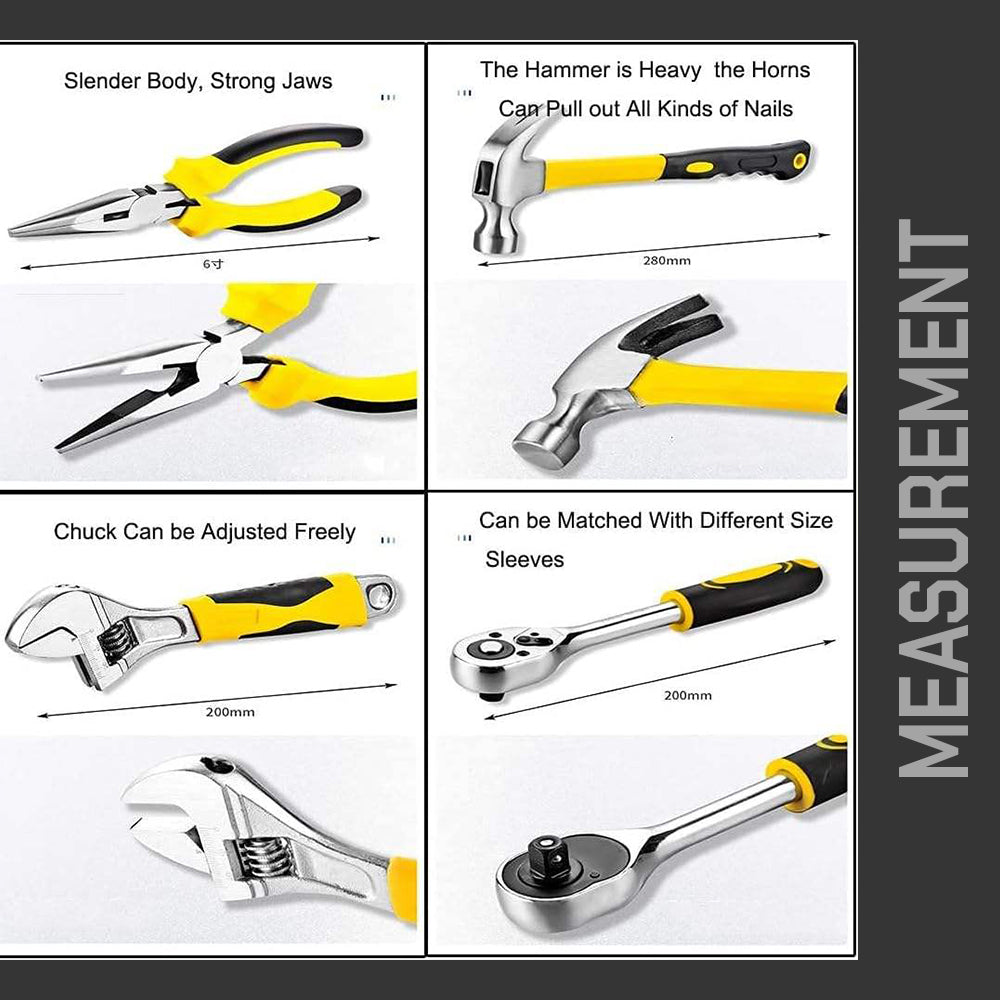 108 Piece Home Repair Tool Kit DIY Household Maintenance Set with Hammer Screwdrivers Pliers Socket Wrench Case