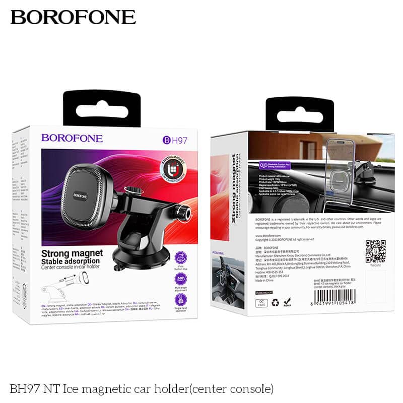 Borofone BH97 Strong Magnetic With Suction Centre Console Windshield /Dashboard Car Mobile Phone Holder For iPhone /Samsung/Oppo/Nokia/Moto/Google