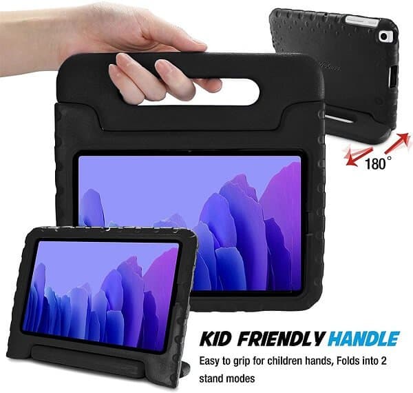 Samsung Galaxy Tab A7 10.4 T500/T505 kids Case, Kickstand Shockproof Protective Handle Stand Light Weight Kids Friendly Cover (Black)