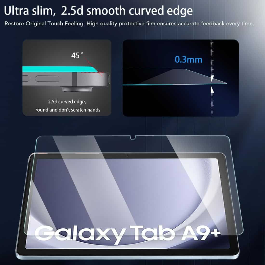 (2 Pack) Samsung Galaxy Tab A9+ /A9 Plus 11 inch (2023) SM-X210/X216 Tempered Glass Screen Protector Film Guard