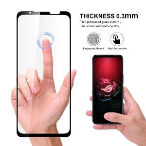 [2 Pack] ASUS Rog Phone 5 Black Full Coverage Tempered Glass Screen Protector Film Guard