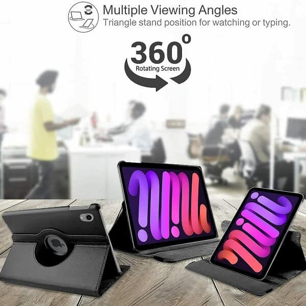 For Apple iPad Mini 6 / 6th Gen Generation 2021 360 Degree Rotating Flip Leather Stand Smart Auto Sleep /Wake Case Cover (Purple)