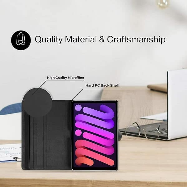 For Apple iPad Mini 6 / 6th Gen Generation 2021 360 Degree Rotating Flip Leather Stand Smart Auto Sleep /Wake Case Cover (Purple)