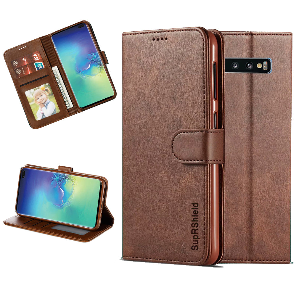 For Samsung Galaxy S10 |Galaxy S10+ /S10 Plus | S10 5G | S10e SupRShield Wallet Leather Flip Stand Magnetic Case Cover