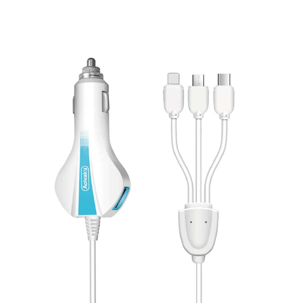 3 in 1 car phone charger for iPhone and Android smartphone