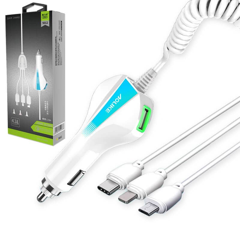 3 in 1 car phone charger for iPhone and Android smartphone