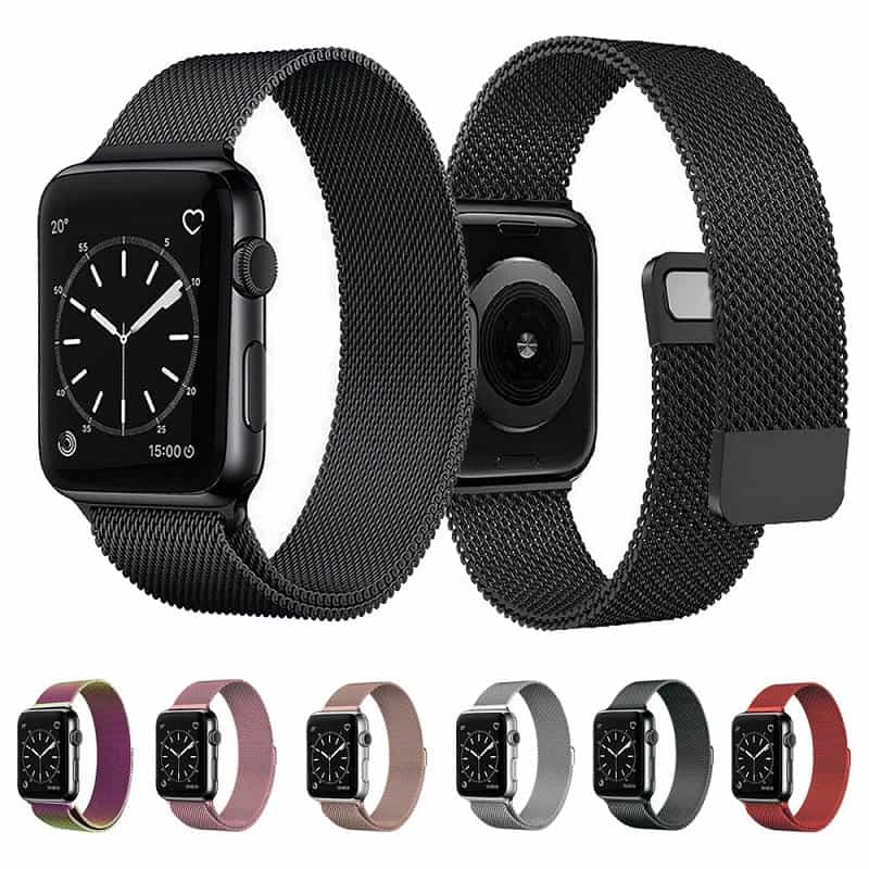 Apple Watch Series 8 7 SE 6 5 4 3 2 1 Ultra Milanese Stainless Steel Loop Strap Replacement Wrist Band 38mm 40mm 41mm 42mm 44mm 45mm 49mm