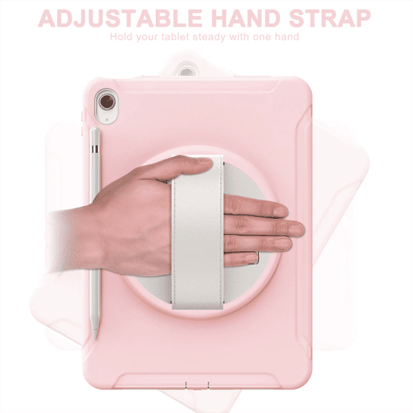 Apple iPad 10th Gen 10.9 inch 2022 Military Grade Rotating Case TPU Shockproof Multi-Layer Protective Kickstand Cover (Rose Gold)