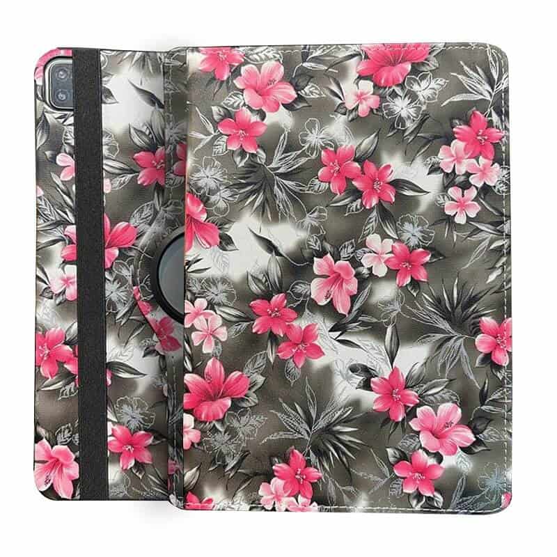 Apple iPad 10th Gen Smart Leather Case, 10th Generation 10.9 inch Rotating 360 Degree Stand Cover (Grey Flower Pattern)