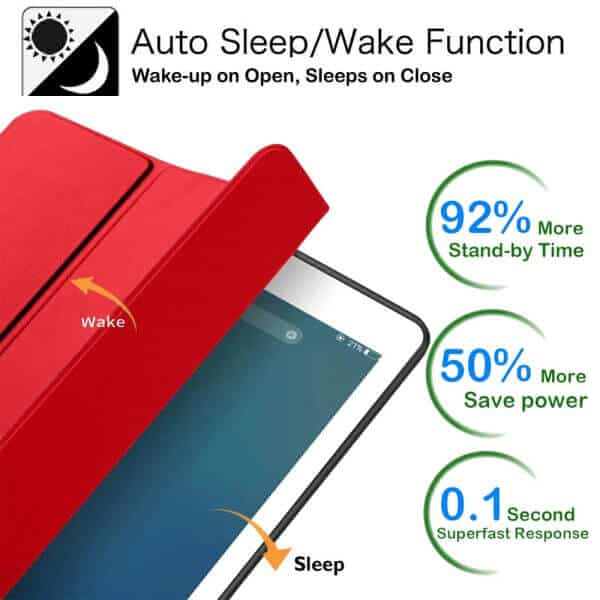 Apple iPad 9th 8th 7th Gen 10.2 inch 2021 2020 2019 Folio Smart Leather Magnetic Stand Case Cover (Red)