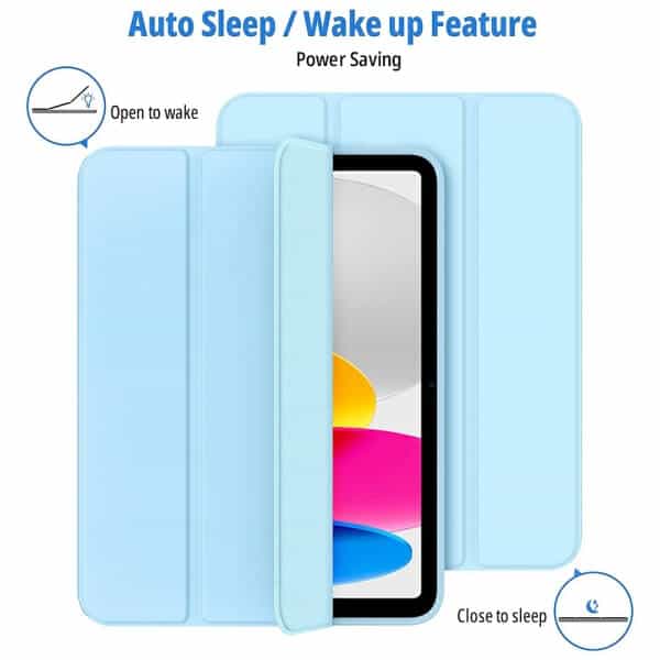 Apple iPad Air 1 1st Gen 9.7 inch Folio Smart Leather Magnetic Stand Case Cover (Sky Blue)