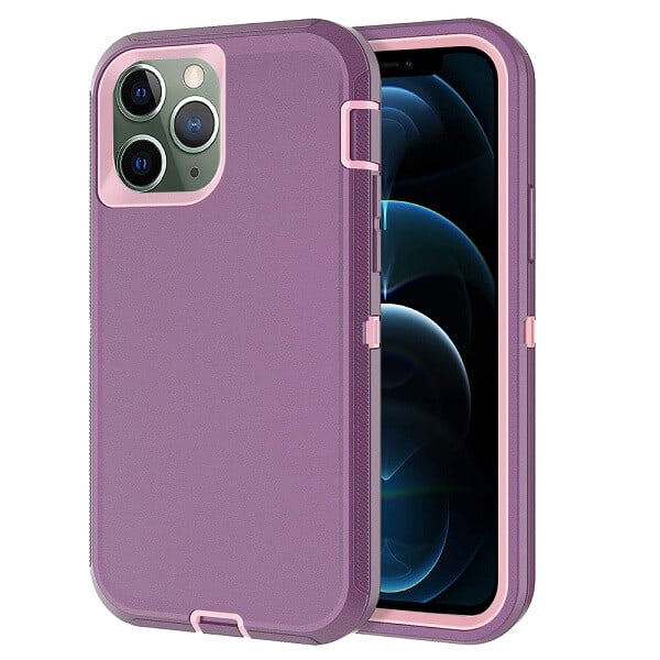Apple iPhone 12 Pro Max Case Drop Resistant Defender Tradies Heavy Duty Rugged Shockproof Tough Cover (Purple)