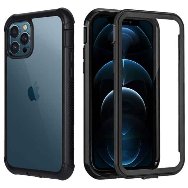Apple iPhone 12 Pro Max Military Grade Full Body Shockproof Clear Heavy Duty Case Bumper Drop Protection Tough Cover (Black)