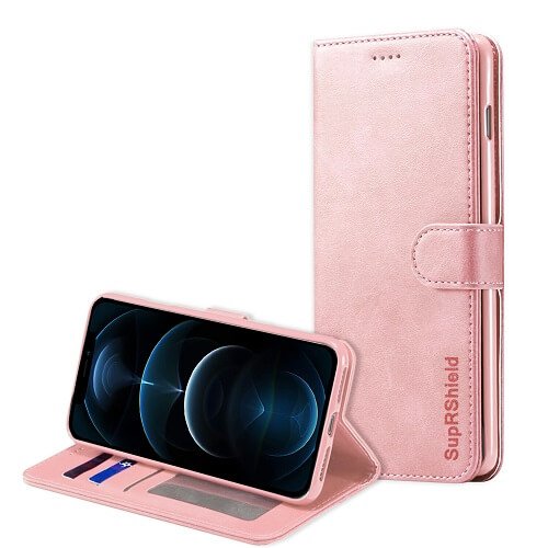 Apple iPhone 12 Pro Max Wallet Flip Case Leather Card Slots Cover (Rose Gold)