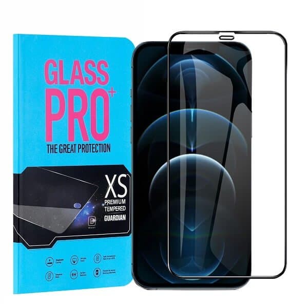 For Apple iPhone 12 /12Mini /12 Pro /12 Pro Max Screen Protector Full Coverage Tempered Glass Film Guard (Black)