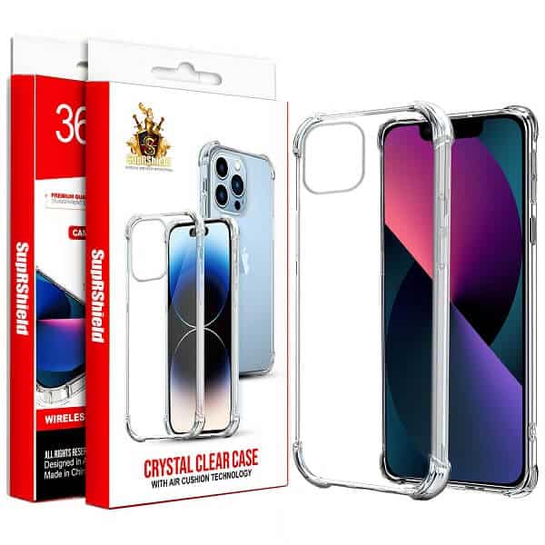 For Apple iPhone 13 /13 Pro / 13 Pro Max / 13 Mini SupRShield Clear Case Shockproof Tough Gel Transparent Air Cushion Heavy Duty Phone Back Cover (Crystal Clear)