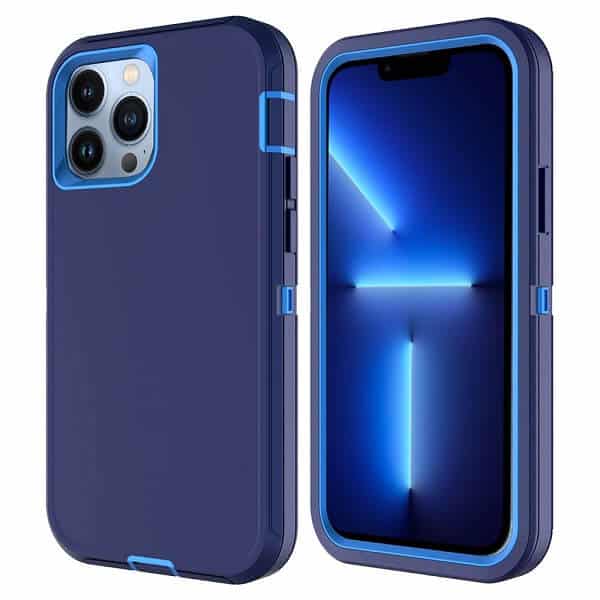 Apple iPhone 13 Pro Case Drop Resistant Defender Tradies Heavy Duty Rugged Shockproof Tough Cover (Navy BlueBlue)