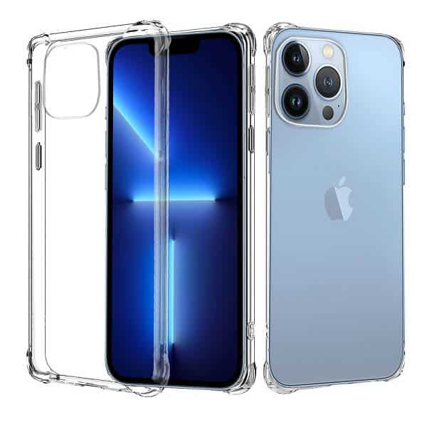 Apple iPhone 13 Pro Clear Case Shockproof Tough Gel Transparent Air Cushion Heavy Duty Phone Back Cover (Crystal Clear)